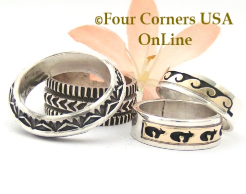 Navajo Silver Wedding Band Rings Four Corners USA OnLine Native American Jewelry