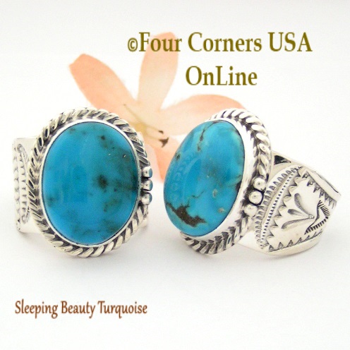 Sleeping Beauty Turquoise Rings Four Corners USA OnLine Native American Jewelry