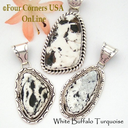 White Buffalo Turquoise Pendants Four Corners USA OnLine Native American Navajo Jewelry