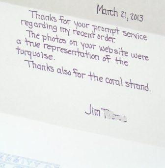 Customer Letter Regarding Accurate Images of Turquoise