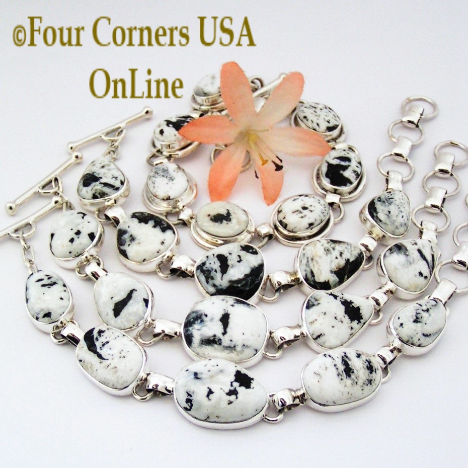 Sacred White Buffalo Turquoise Adjustable Link Bracelets Four Corners USA OnLine Native American Jewelry