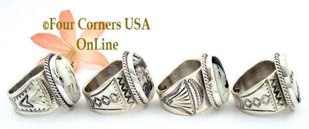 White Turquoise Rings Navajo Freddy Charley Four Corners USA OnLine