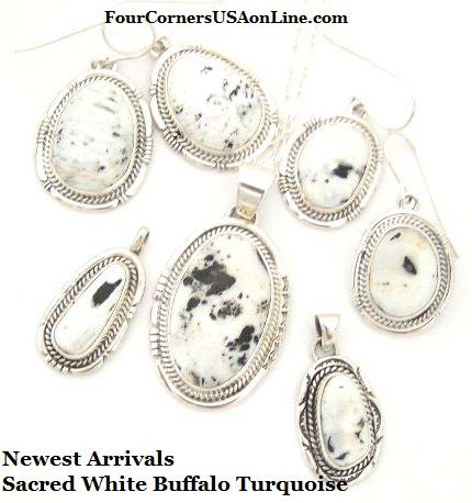 Newest Arrivals White Buffalo Turquoise Earrings and Pendants