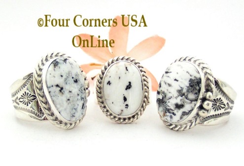 White Buffalo Turquoise Rings for Men and Women Four Corners USA OnLine Native American Navajo Silver Jewelry