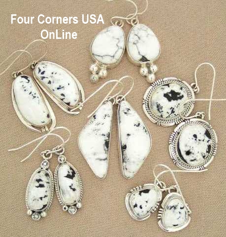 Sacred White Buffalo Jewelry Turquoise Earrings White Turquoise Earring Collection Four Corners Usa Online Native Amrican Indian Silver Jewelry